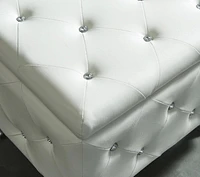 Ottomane de rangement contemporain en velours/metal, blanc