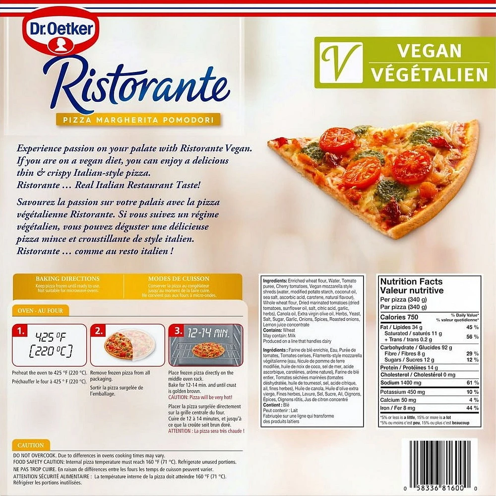 Dr. Oetker  Vegetalienne Margherita Pomodori 340g