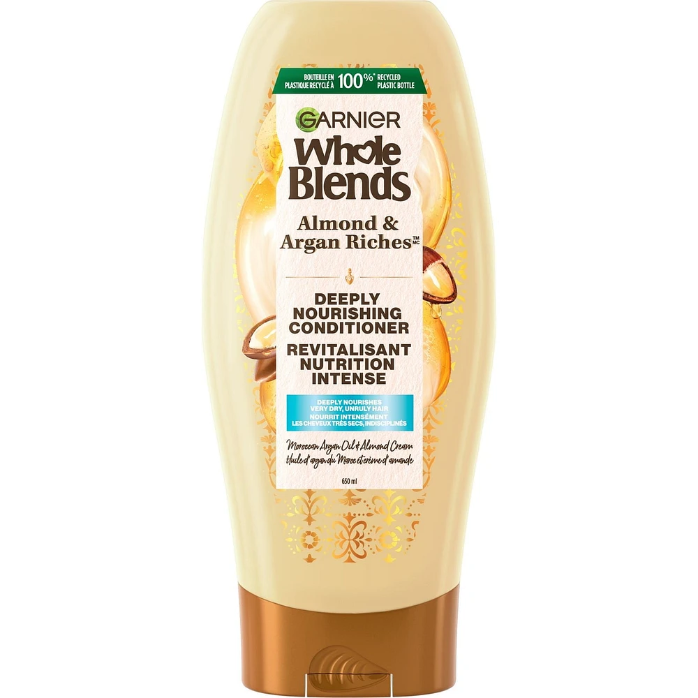 GARNIER Whole Blends Almond & Argan Riches Pour cheveux très secs, indisciplinés Conditioner, 650 mL Après-shampooing, 650 ml