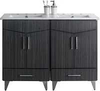 American Imaginations 59-in. W Floor Mount White Vanity Set For 3H8-in. Drilling Bianca Carara Top Biscuit UM Sink AI-18163