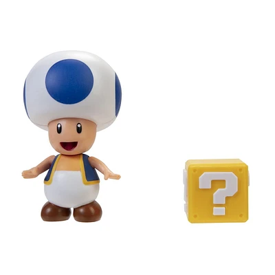 Figures 4 pouces Monde de Nintendo - Crapaud bleu avec Bloc Point d’interrogation