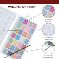 Royal & Langnickel - Ensemble de gâteaux de peinture aquarelle nacrée 28 couleurs avec pinceau 28 gâteaux aquarelle nacrés