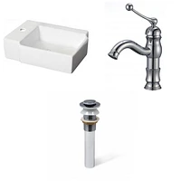 American Imaginations 16.25-in. W Wall Mount White Bathroom Vessel Sink Set For 1 Hole Left Faucet AI