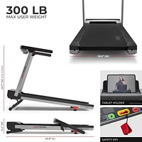 Sunny Health & Fitness Foldable 15 Level Auto Incline Treadmill, 20" Wide Running Belt, Quiet Brushless, Digital Display, 300 LB Weight Capacity, SunnyFit App Bluetooth Connection- SF-T723030