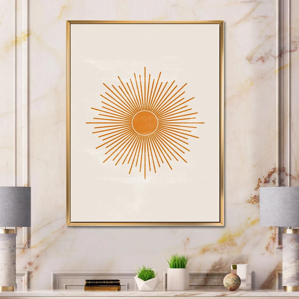 Designart Imprimé soleil orange II ART MURAL À CADRE FLOTTÉ