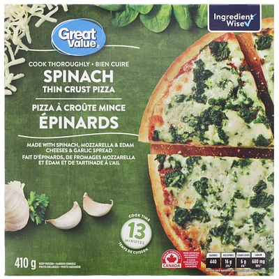 Great Value Spinach Thin Crust Pizza