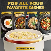 Ceramax Electric Hot Pot Nonstick Ceramic Skillet Pan Mini Cooker with Lid Steamer