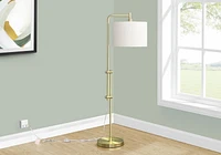 Monarch Specialties  Luminaire, 63"h, Lampadaire, Métal En Laiton, Abat-jour Ivoire / Crème, Contemporain
