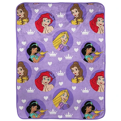Disney Princess Jeté en Molleton Toucher Soie pour Enfants, 100 % Polyester