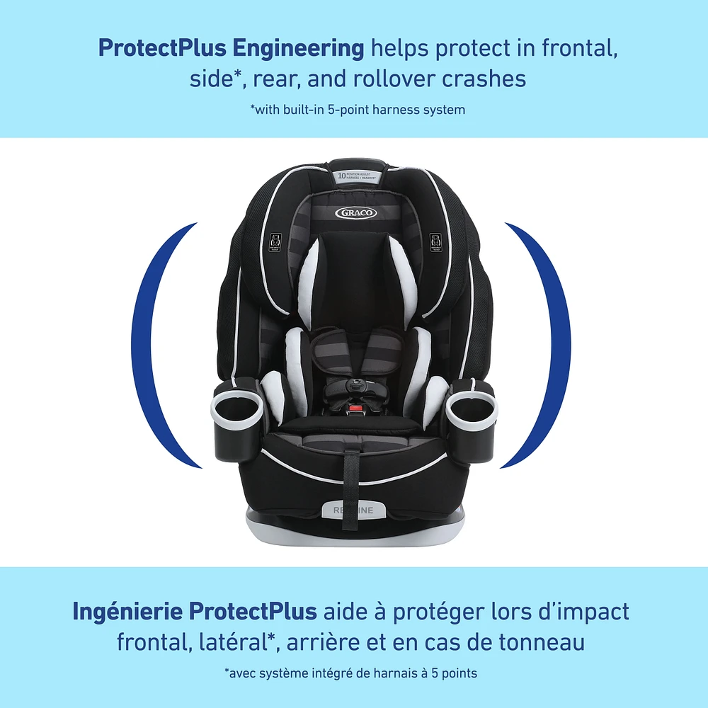Siège d'auto 4-en-un convertible 4Ever de Graco - Polyvalent, confortable et sûr pour les bébés jusqu'aux préadolescents, 1,8 à 54 kg (4 à 120 lb) Rockweave
