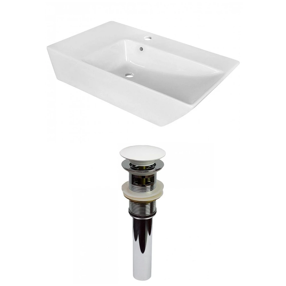 American Imaginations AI-31399 16,5 pouces W au-dessus du navire blanc de compteur pour le perçage de centre de 1 trou
