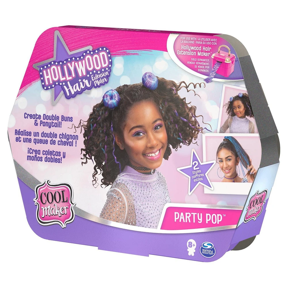 Cool Maker, Recharge créative Party Pop double chignon et queue de cheval à utiliser avec le Hollywood Hair Extension Maker