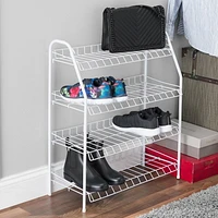 Range-chaussures en acier enduit d'émail au fil, 4 niveaux, blanc