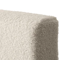 Lit rembourré en tissu bouclé doux blanc cassé Celeste de CorLiving avec tête de lit rembourrée, sommier tapissier requis