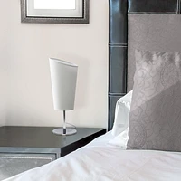 Simple Designs Mini Chrome Table Lamp with Angled Fabric Shade