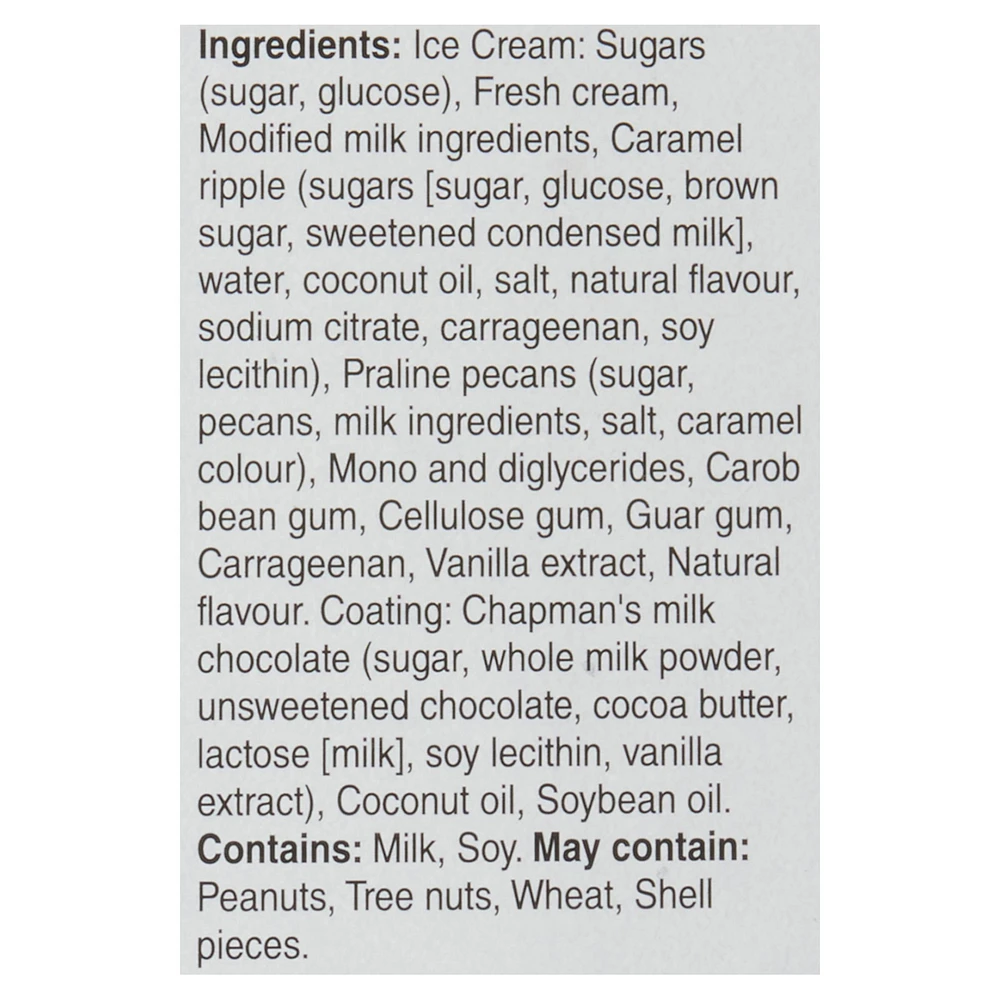 Chapman's Canadian Collection Caramel Praline Bumpy Ice Cream Bar, 8 x 55mL