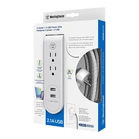 Westinghouse 9Ft Fabric 2-Out + 2 USB Strip