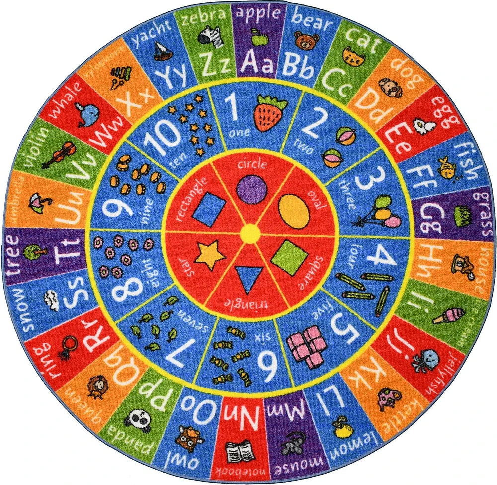 KC Cubs collection de récréation Alphabet ABC, nombres et formes apprentissage éducatif et jeu tapis rond en cercle pour enfants et enfants chambres et salle de jeux