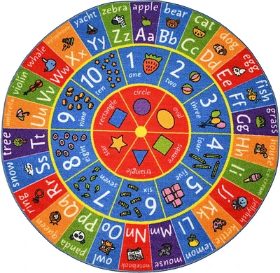 KC Cubs collection de récréation Alphabet ABC, nombres et formes apprentissage éducatif et jeu tapis rond en cercle pour enfants et enfants chambres et salle de jeux