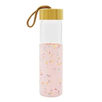Hometrends Pink Glass Water Bottle With Silicone Sleeve, 20 oz, 1 piece