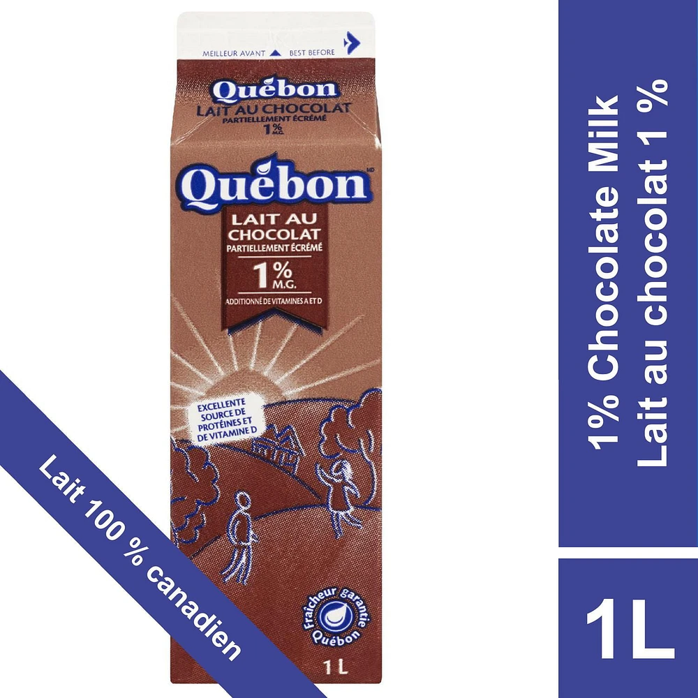 Québon Chocolate Partly Skimmed 1% Milk, 1 L