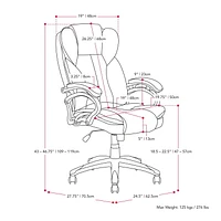 CorLiving Leon simili cuir tissu PU rembourré hauteur réglable soutien lombaire inclinable chaise de bureau de direction