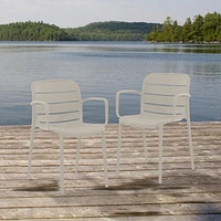 Ensemble de 2 chaises empilables Patioflare en plastique recyclé de la collection GRS, Crème