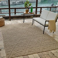 Tapis d'interieur exterieur abstrait Rug Branch Hogar, marron beige, bohème - Salon, chambre, salle a manger et cuisine