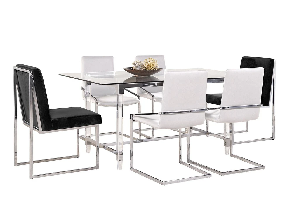 Topline Home Furnishings Table de salle à manger 64 "translucide
