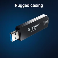 Kingston Ironkey D500S 8GB Encrypted Flash Drive | Dual Hidden Partition | FIPS 140-3 Level 3 | XTS-AES 256-bit | BadUSB and Brute Force Protection | Multi-Pin Option | IKD500S/8GB