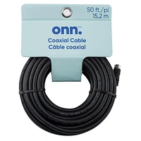 onn. 50 FT./15.2 m Indoor/Outdoor Coaxial Cable, Connect 2 Devices