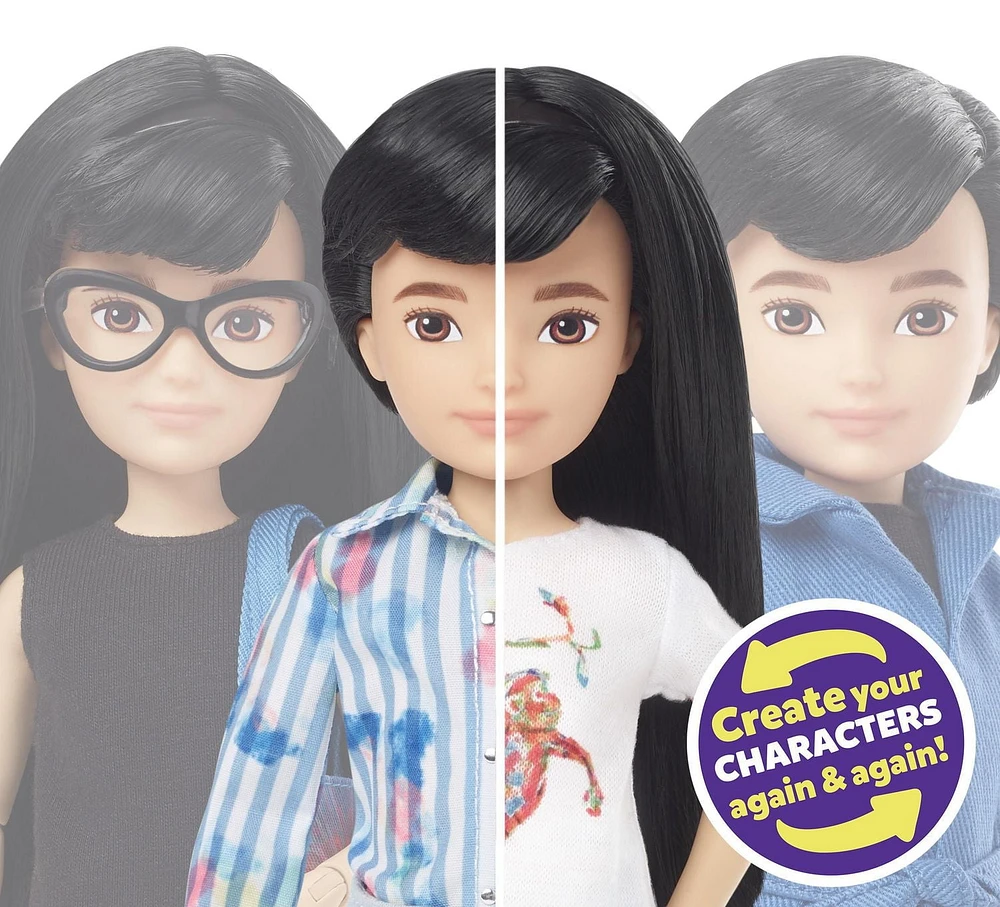 Coffret Personnages de luxe Creatable World - Poupée personnalisable - Cheveux noirs lisses