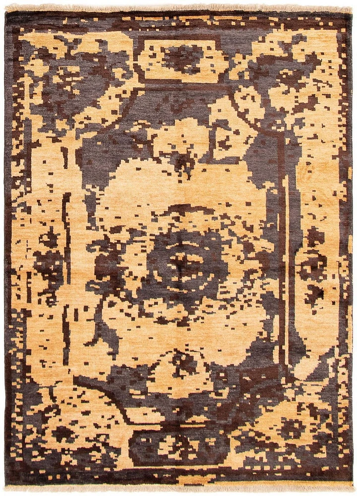 ECARPETGALLERY Tapis Noué à la Main pour Salon, Salle à Manger et Chambre à Coucher Transitionnel Collection Oushak Prestige 5'6" x 7'7" en Gris