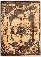 ECARPETGALLERY Tapis Noué à la Main pour Salon, Salle à Manger et Chambre à Coucher Transitionnel Collection Oushak Prestige 5'6" x 7'7" en Gris