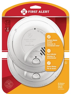 FirstAlert BRK 9120FBA2PK Avertisseur de fumée câblé avec batterie de secours