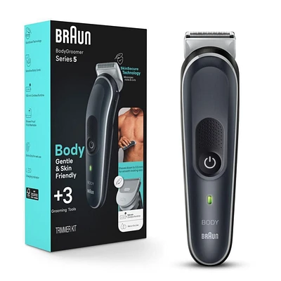 Tond. pr le corps Braun BG5340, pr hommes, poitrine, aisselles, aine et plus, incl. 2 peignes de 1-11 mm, techn. SkinShield pr util. en douceur, étanche, 100 min