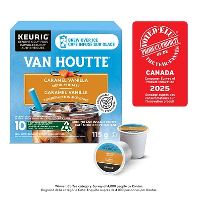 Capsules K-Cup de café infusé sur glace caramel vanille Van Houtte, torréfaction moyenne Boîte de 10