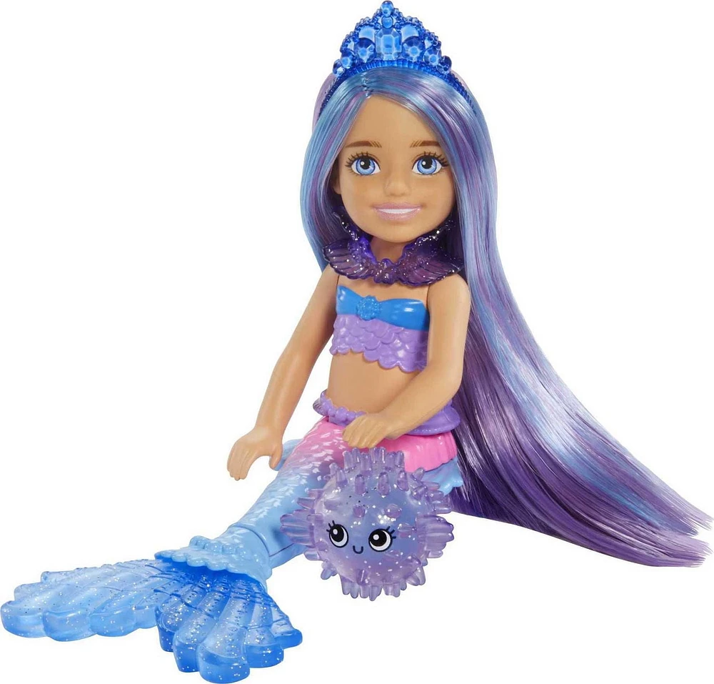 Barbie Mermaid Power Poupée Chelsea Sirène, 2 animaux et acc.