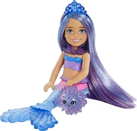 Barbie Mermaid Power Poupée Chelsea Sirène, 2 animaux et acc.