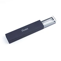Pentel EnerGel Rétractable Stylo à Encre Gel, Barillet Argent Métal, Encre Noir, 0,7mm, Boîte à Cadeau