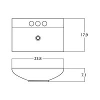 American Imaginations 23.8-in. W Wall Mount Black-White Bathroom Vessel Sink For 3H4-in. Center Drilling AI-28469