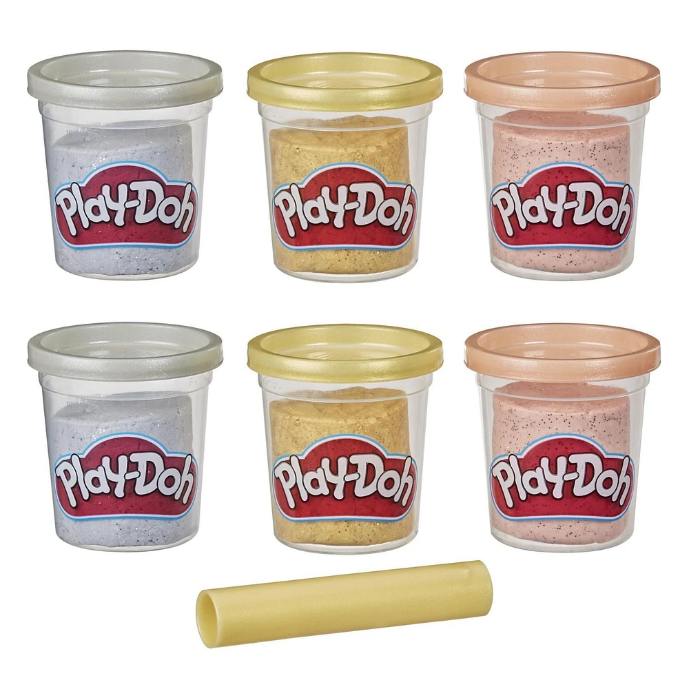 Play-Doh, Collection de pâte à modeler métallique, pack de 6 pots de 84 g de pâte, loisir créatif pour enfants À partir de 3 ans