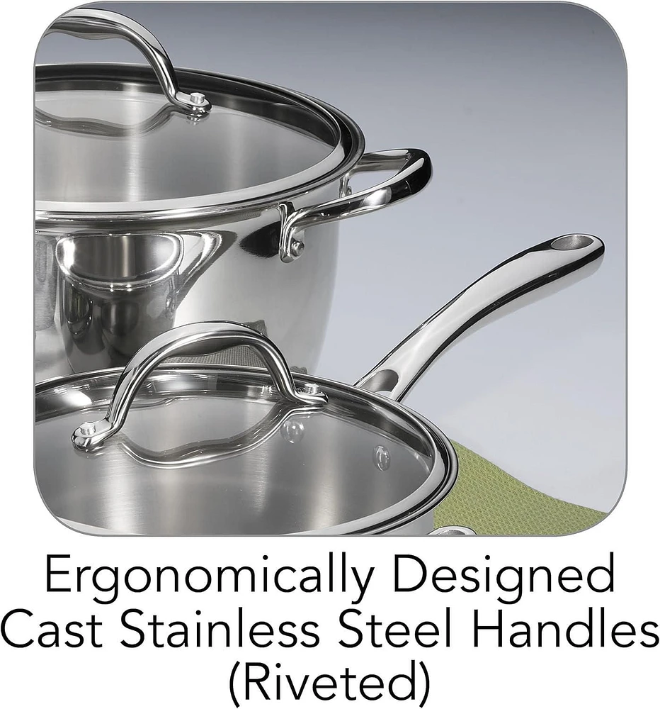 Tramontina 80154/567DS Tri-Ply Base Stainless Steel Cookware Set, Induction Clear, 9-Piece