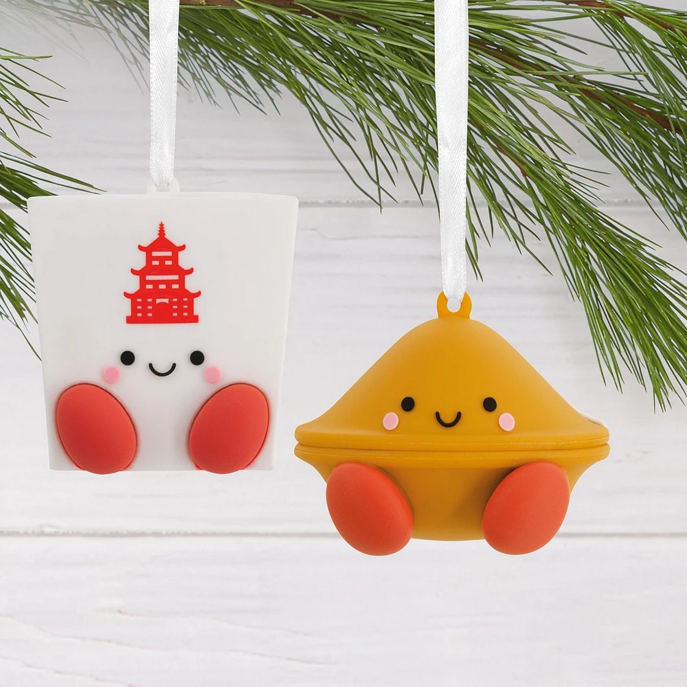 Hallmark Christmas Ornaments (Better Together Takeout Box and Fortune Cookie Magnetic), Set of 2