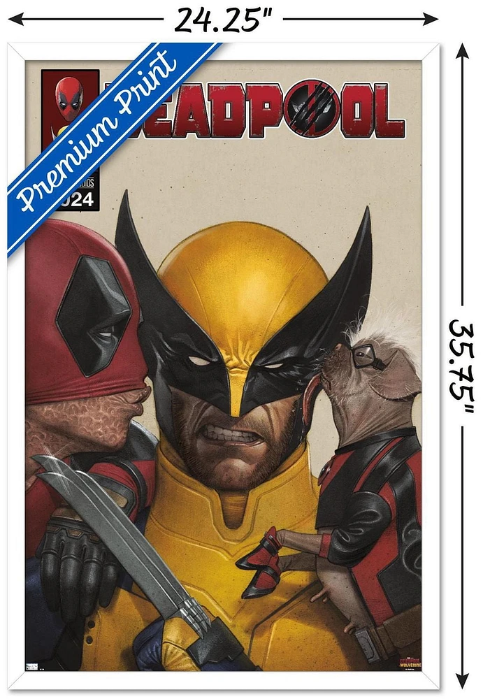 Marvel Deadpool & Wolverine - Homage Cover Wolverine Kisses Wall Poster with Magnetic Frame, 22.375" x 34"