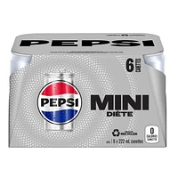 Pepsi Diet Cola 6 x 222mL, Mini Cans, 6x222mL
