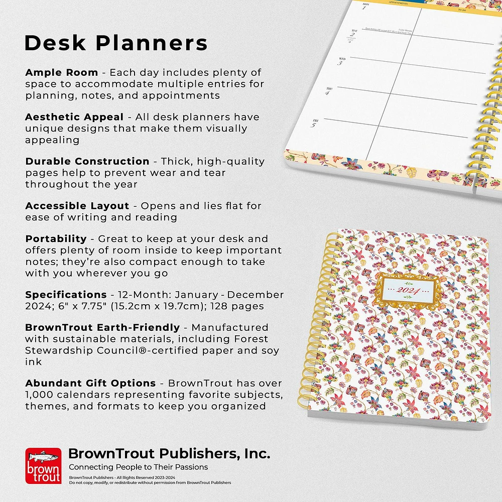 BrownTrout Tuscan Delight 2024 6x7.75 Inch Desk Planner, 9781975468712