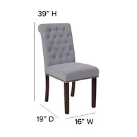 HERCULES Series Light Gray Fabric Parsons Chair with Rolled Back, Accent Nail Trim and Walnut Finish