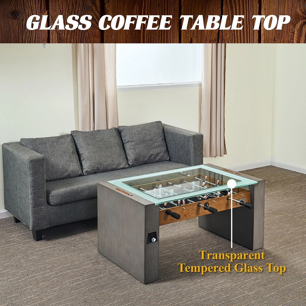 Table basse de baby-foot de la collection urbaine avec verre trempé, 39,75 po x 24 po x 20 po, table de football, par Barrington Billiards