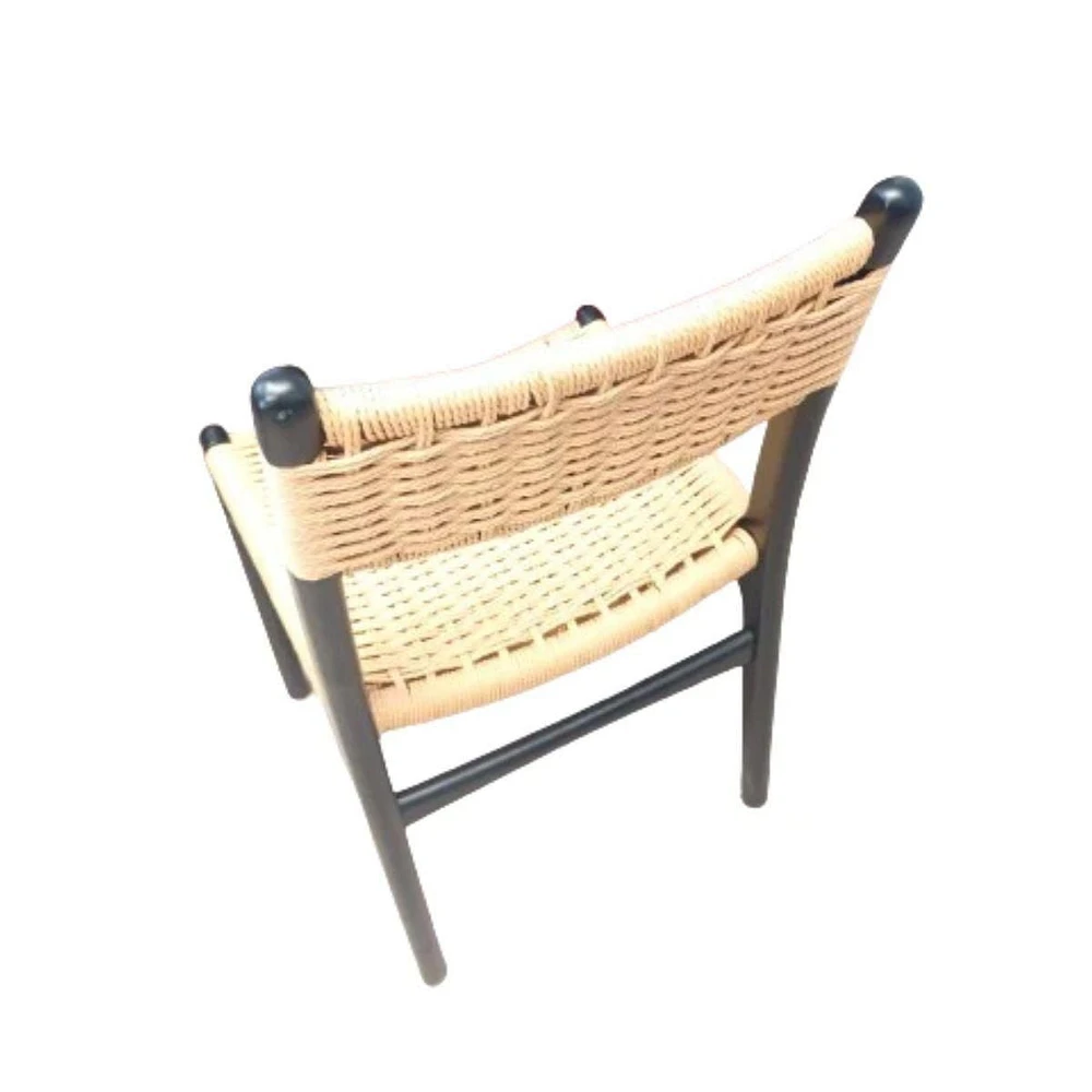 Rideu Armless Chair SET OF 2 in black with a rattan seat and back
